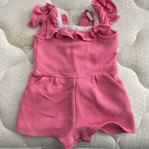 Janie and Jack Ruffle Quilted Romper in Sunrise Pink